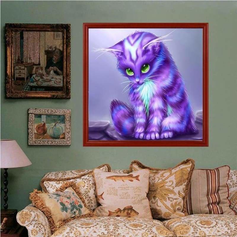 Dream Lavender Little Cat Diy Full Drill - 5D Cross Stitch 