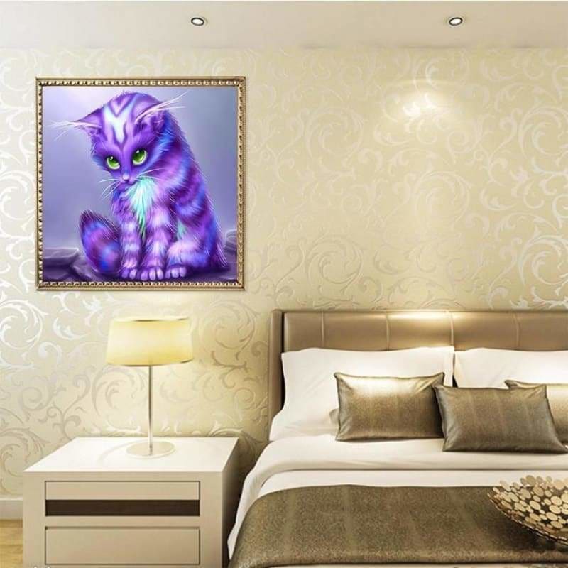 Dream Lavender Little Cat Diy Full Drill - 5D Cross Stitch 