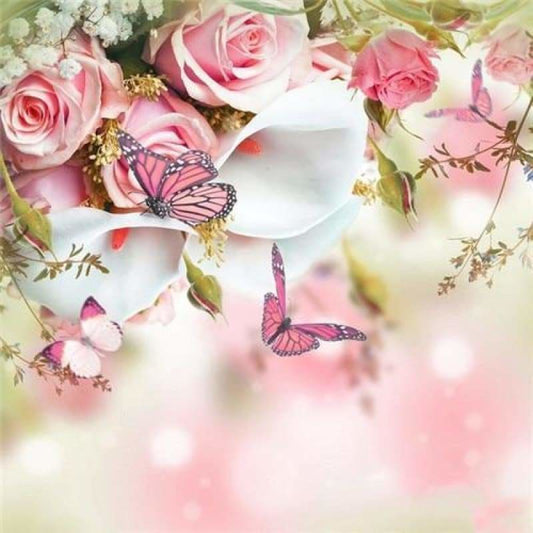 Dream Pink Flowers Butterfly Full Drill - 5D Diy Diamond 