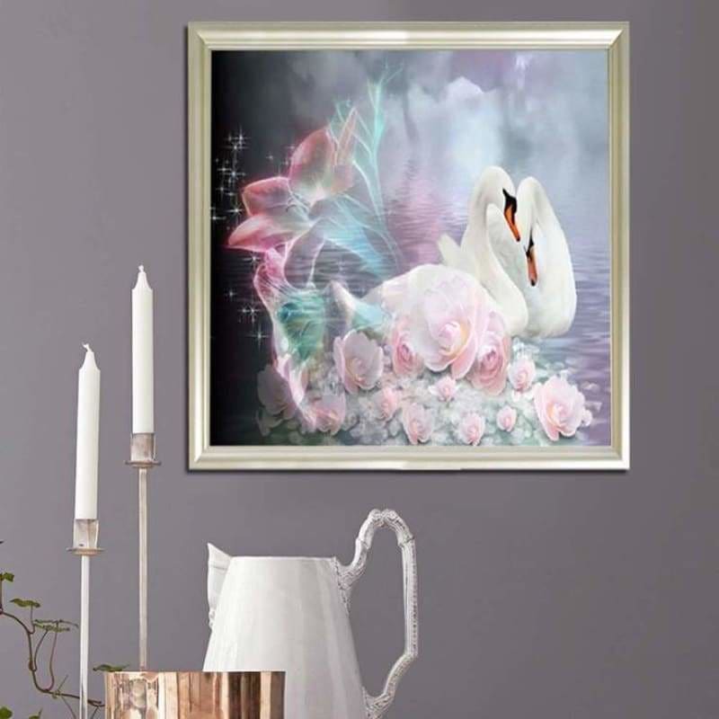 Dream Swans Love Pattern Wall Decor Full Drill - 5D Diy 