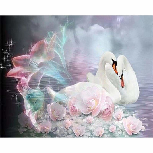 Dream Swans Love Pattern Wall Decor Full Drill - 5D Diy