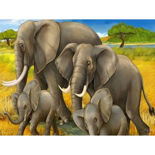 Elephant Diy Paint By Numbers Kits VM42029 - NEEDLEWORK KITS