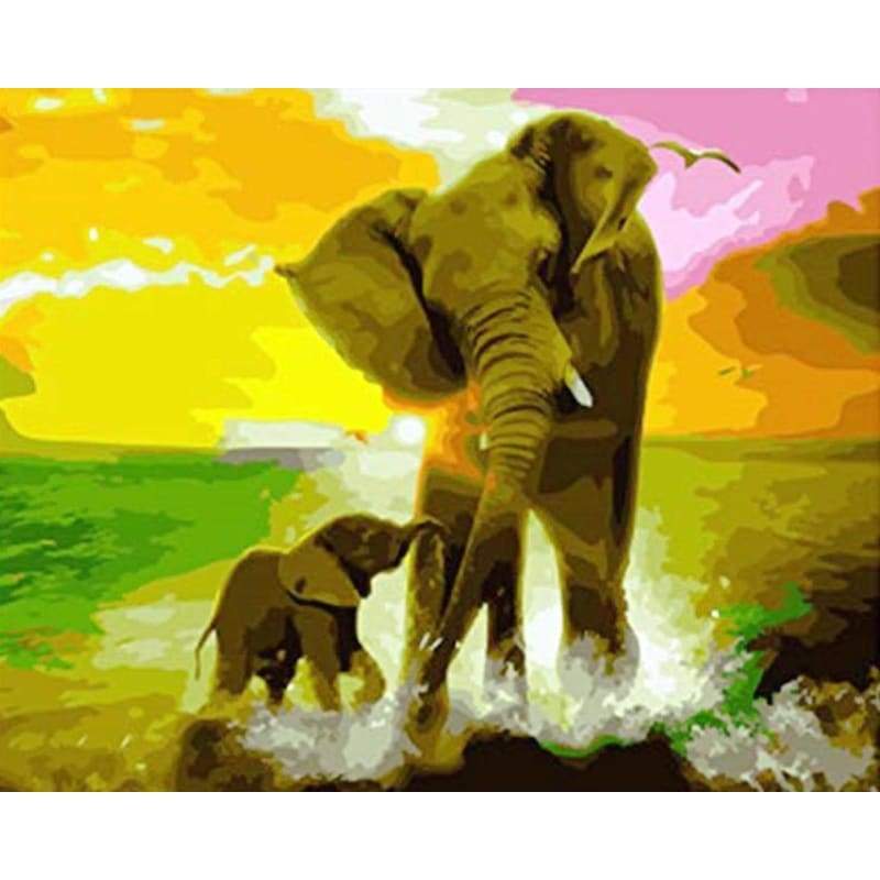 Elephant Diy Paint By Numbers Kits WM-563 - NEEDLEWORK KITS