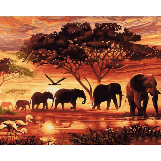 Elephant Diy Paint By Numbers Kits WM-715 - NEEDLEWORK KITS