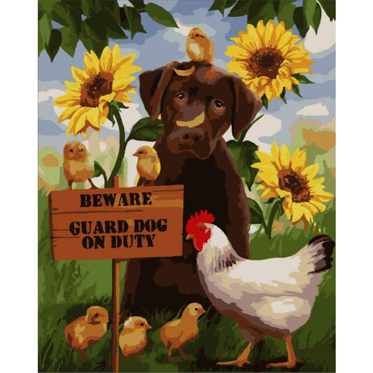 Farm Animal Chick&Cock&Dog Diy Paint By Numbers Kits ZXE521 - NEEDLEWORK KITS