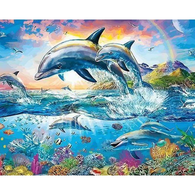 Fish Diy Paint By Numbers Kits ZXQ3928 - NEEDLEWORK KITS