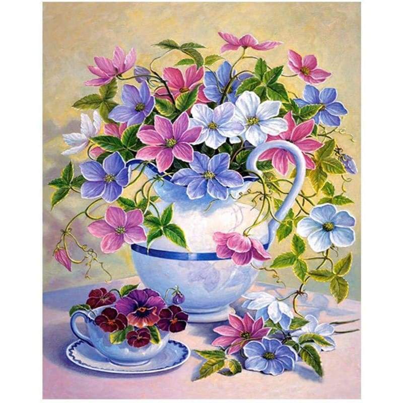 Colorful Flower Diy Paint By Numbers Kits PBN97006 - NEEDLEWORK KITS