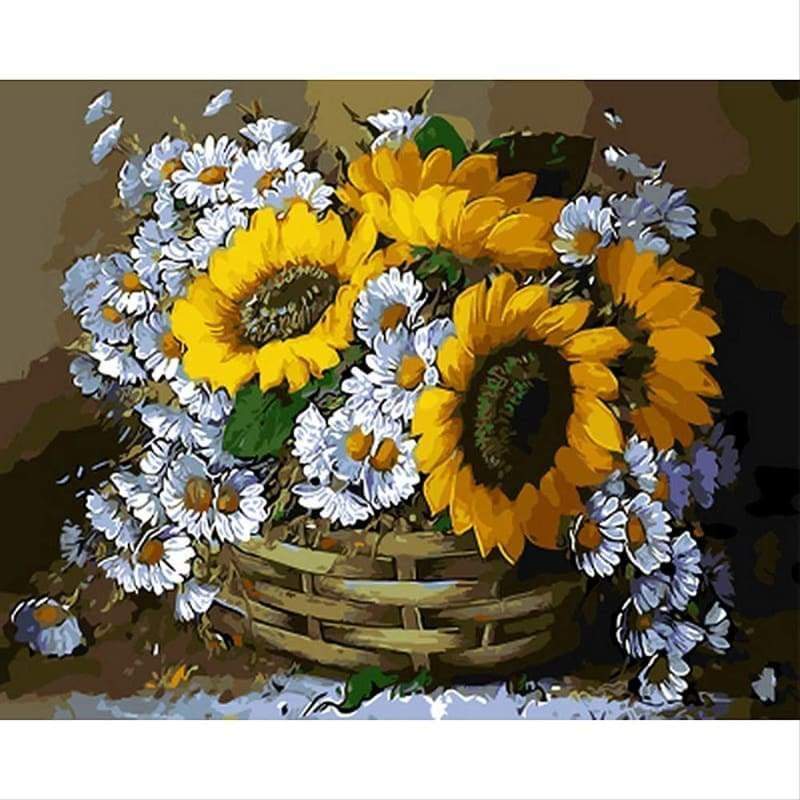 Flower In Basket Diy Paint By Numbers PBN90303 - NEEDLEWORK KITS