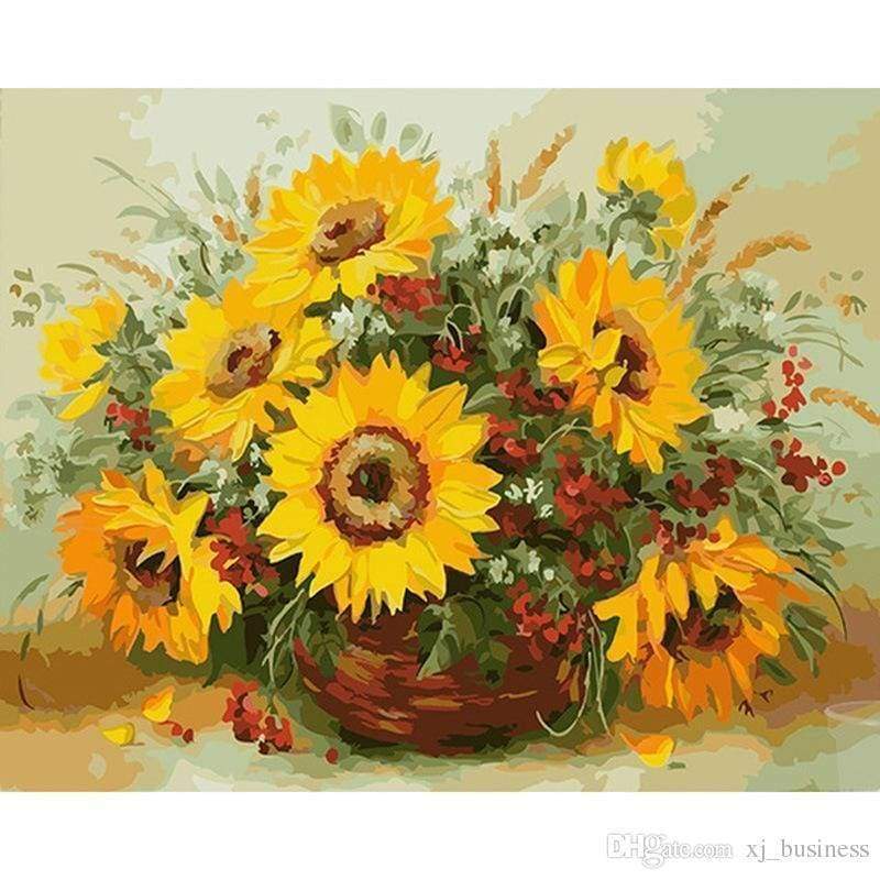 Flower In Basket Diy Paint By Numbers PBN90322 - NEEDLEWORK KITS
