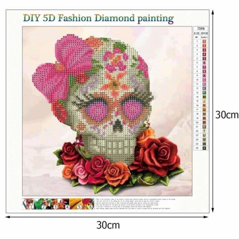 Flower Skull Picture Decor Full Drill - 5D Diy Diamond 