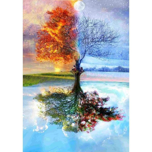 Four Seasons Tree Diy Paint By Numbers Kits WM-103 - NEEDLEWORK KITS