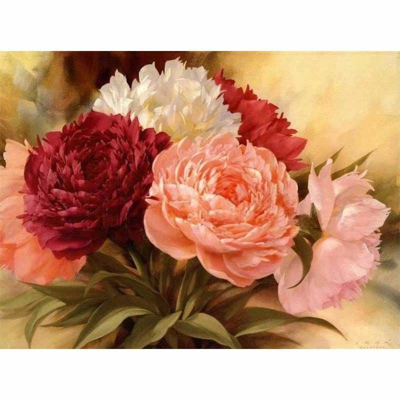 Full Drill - 5D Diamond Painting Kits Beautiful Peony 