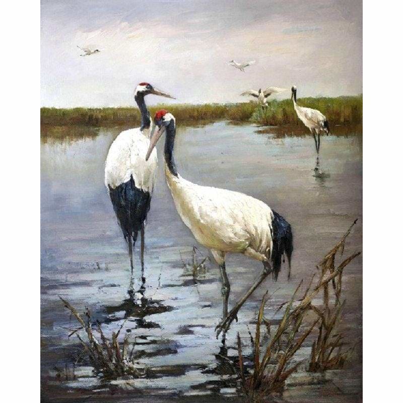 Full Drill - 5D Diamond Painting Kits Crowned Cranes in the 