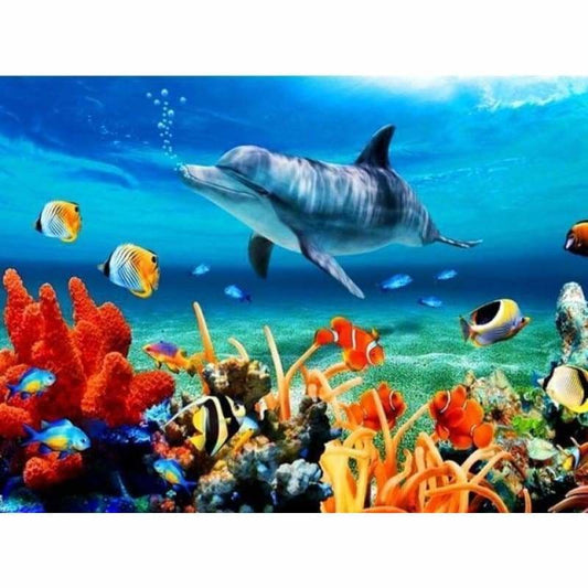 Full Drill - 5D Diamond Painting Kits Dolphin Fish Home in