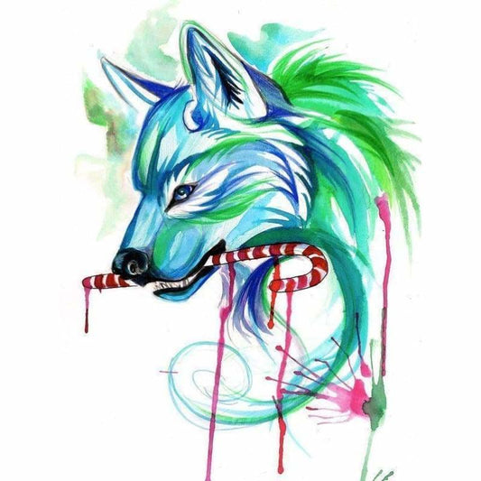 Full Drill - 5D Diamond Painting Kits Watercolor Grass Wolf