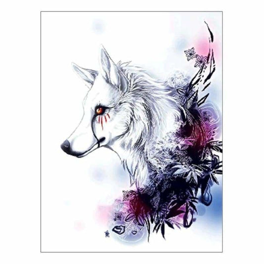 Full Drill - 5D Diamond Painting Kits Watercolor White Wolf 