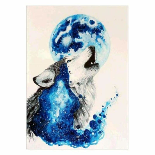 Full Drill - 5D Diamond Painting Kits Watercolor Wolf Full 