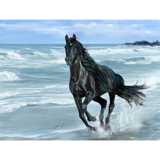 Full Drill - 5D DIY Diamond Painting Kits Animal Black Horse