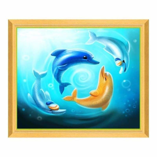 Full Drill - 5D DIY Diamond Painting Kits Carton Dolphins in