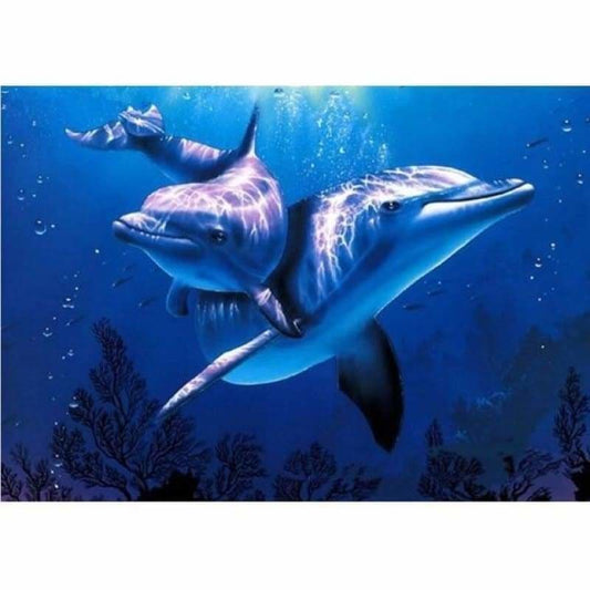 Full Drill - 5D DIY Diamond Painting Kits Cute Dolphins in