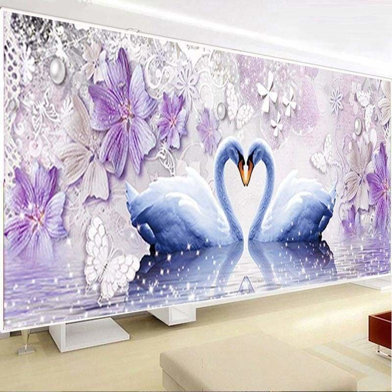 Full Drill - 5D DIY Diamond Painting Kits Dream Love Swans -