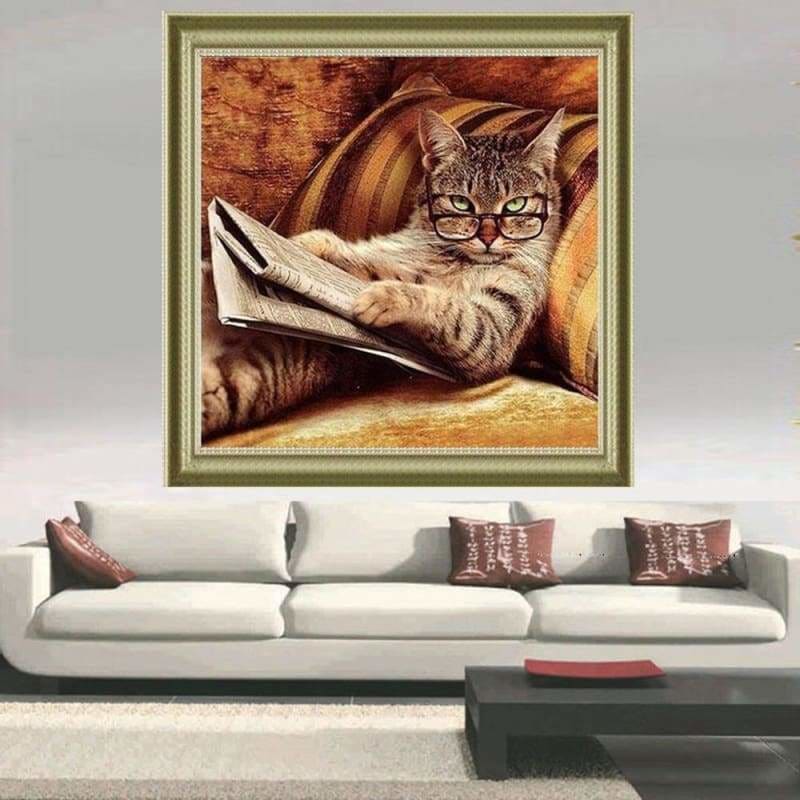 Full Drill - 5D Diy Diamond Painting Kits Funny Arrogant Cat