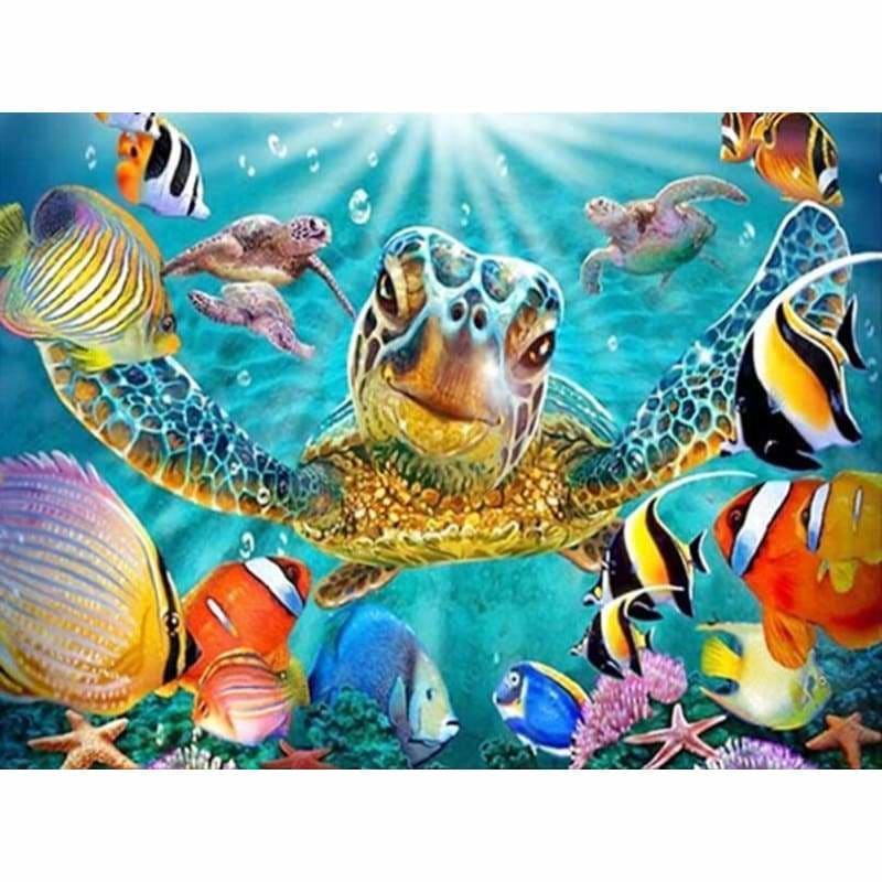 Full Drill - 5D DIY Diamond Painting Kits Funny Turtle Fish 