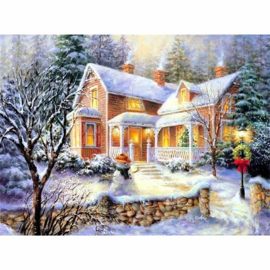 Full Drill - 5D DIY Diamond Painting Kits Snowy Cottage In 