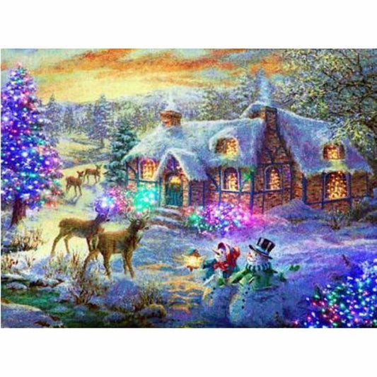 Full Drill - 5D DIY Diamond Painting Kits Snowy Cottage In 