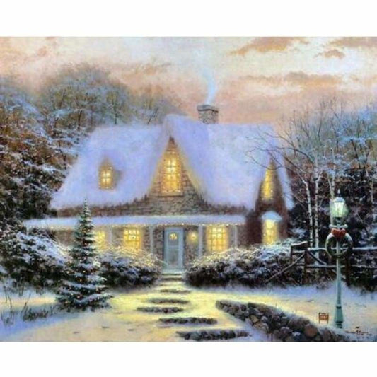 Full Drill - 5D DIY Diamond Painting Kits Snowy Cottage In
