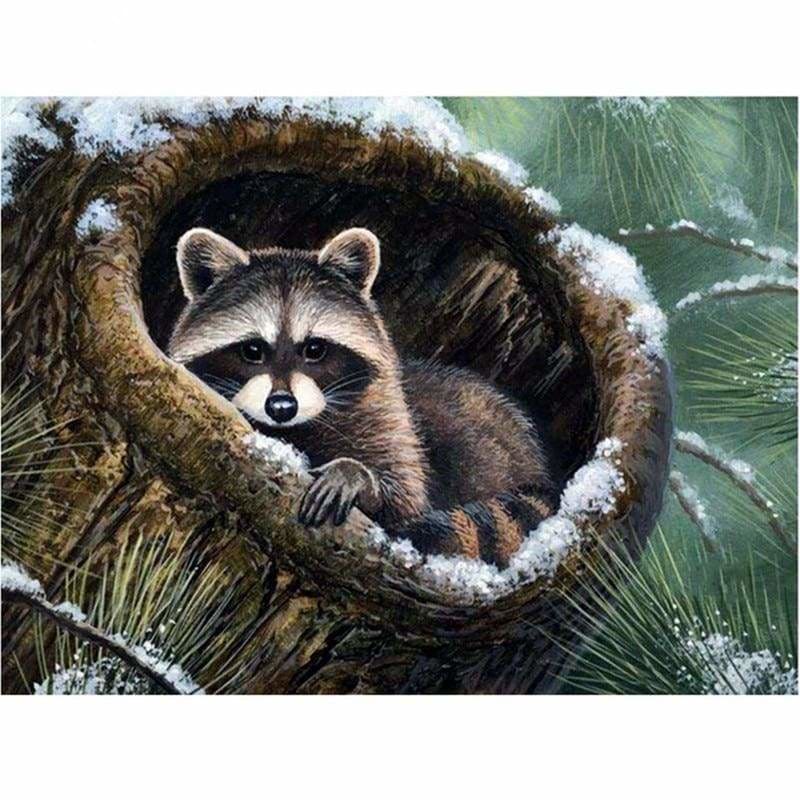 Full Drill - 5D DIY Diamond Painting Kits Winter Raccoon 