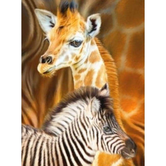 Giraffe And Zebra- Full Drill Diamond Painting - Special 