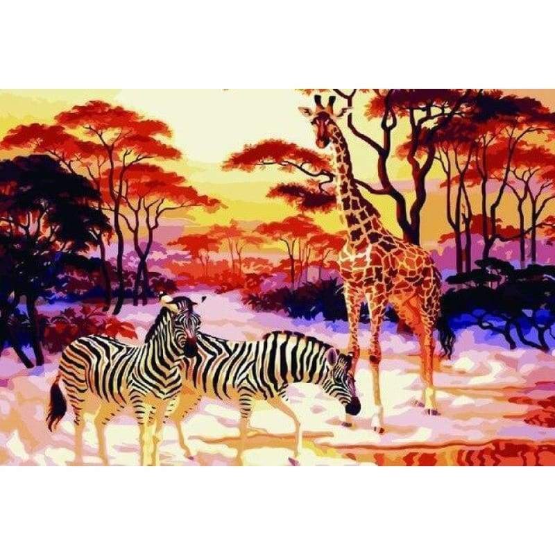 Giraffe Zebra Paint by Numbers Kits DIY PBN96814 - NEEDLEWORK KITS