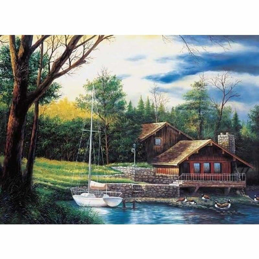 Hot Sale Rhinestone Landscape Cottage Full Drill - 5D Diy 