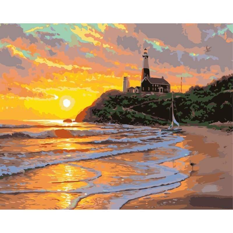 Landscape Beach Diy Paint By Numbers Kits WM-1183 - NEEDLEWORK KITS