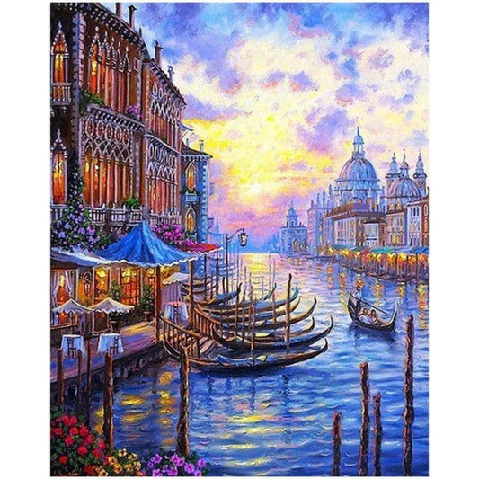Landscape Boat Diy Paint By Numbers Kits PBN51405 - NEEDLEWORK KITS