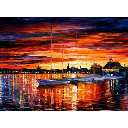 Landscape Boat Paint By Numbers Kits PBN91060 - NEEDLEWORK KITS