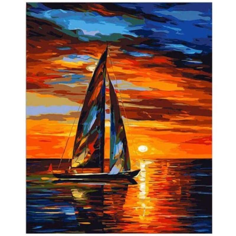 Landscape Boat Paint By Numbers Kits PBN91062 - NEEDLEWORK KITS