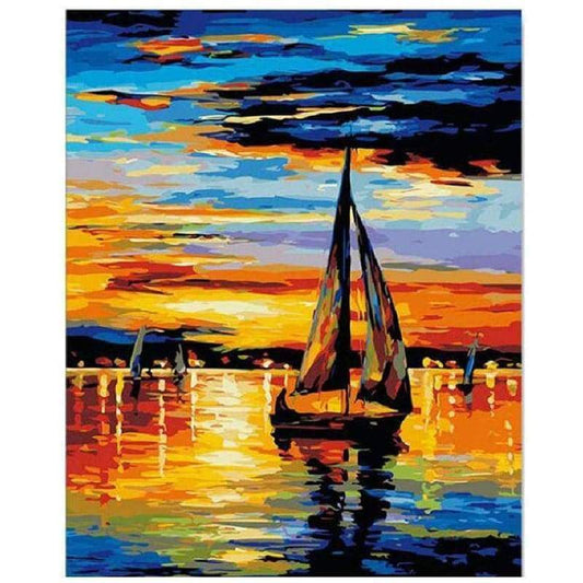 Landscape Boat Paint By Numbers Kits PBN91070 - NEEDLEWORK KITS