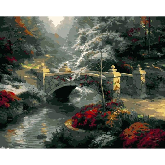 Landscape Bridge Mountain Diy Paint By Numbers Kits WM-1175 - NEEDLEWORK KITS