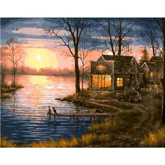 Landscape Cottage Diy Paint By Numbers Kits ZXQ1404-25 - NEEDLEWORK KITS