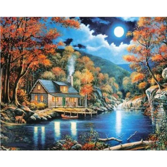 Landscape Cottage Diy Paint By Numbers Kits ZXQ2374-19 - NEEDLEWORK KITS
