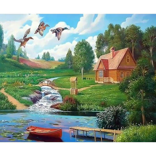Landscape Cottage Diy Paint By Numbers Kits ZXQ3307 - NEEDLEWORK KITS