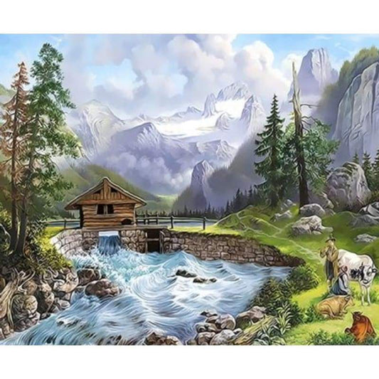 Landscape Cottage Diy Paint By Numbers Kits ZXQ3308 - NEEDLEWORK KITS