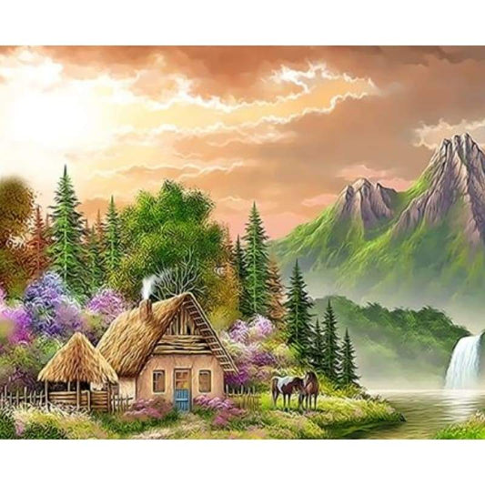 Landscape Cottage Diy Paint By Numbers Kits ZXQ3311 - NEEDLEWORK KITS