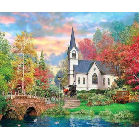 Landscape Cottage Diy Paint By Numbers Kits ZXQ3701 - NEEDLEWORK KITS