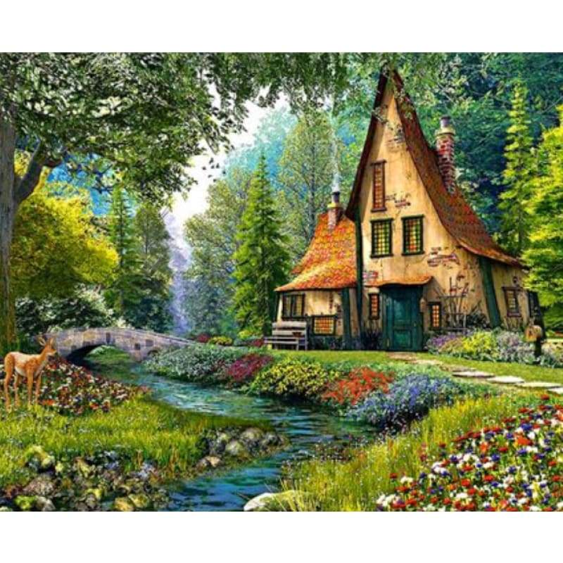 Landscape Cottage Diy Paint By Numbers Kits ZXQ3865 - NEEDLEWORK KITS