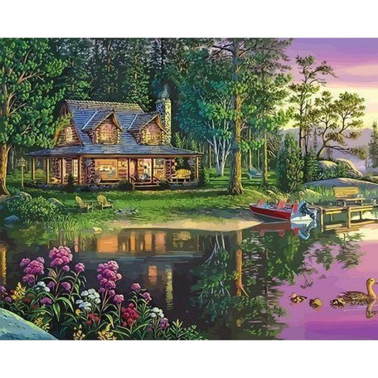 Landscape Cottage Diy Paint By Numbers Kits ZXQ3929 - NEEDLEWORK KITS