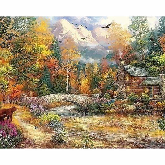 Landscape Cottage Diy Paint By Numbers Kits ZXQ3931 - NEEDLEWORK KITS