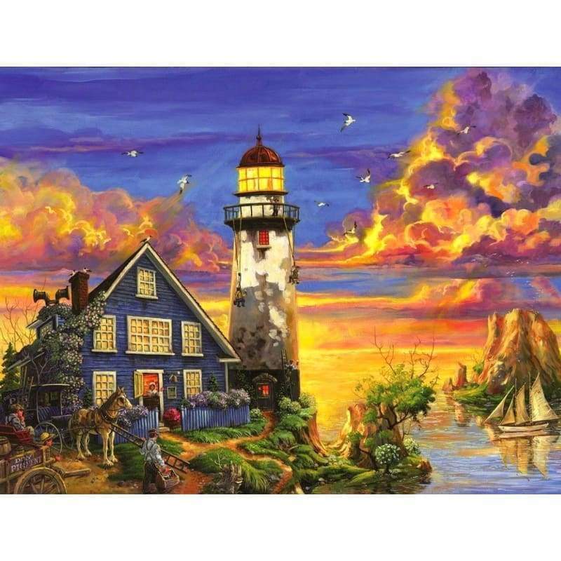 Landscape Lighthouse Diy Paint By Numbers Kits PBN91129 - NEEDLEWORK KITS